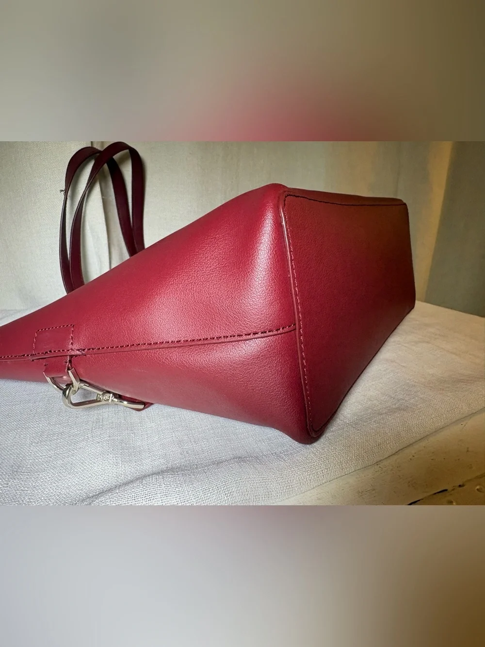 Away The Latitude Tote Ruby Burgundy Leather Travel Laptop Carry On Bag EUC
